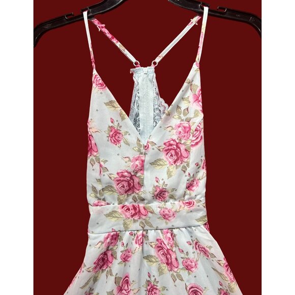 Rue 21- Women's Summer Sleeveless High Low Hem Ruffle-Floral Dress-Light Blue-XS - Picture 13 of 16